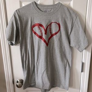 Baseball laces glitter Heart T-shirt number # 11 on the backside